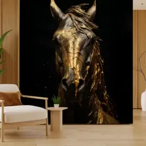 Toile tendue murale Etalon d'Or, posée dans un intérieur
