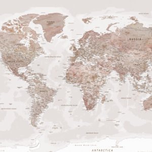 Toile tendue murale Mappemonde Sepia, deuxième visuel