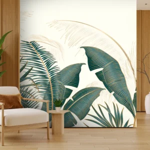 Toile tendue murale Ballade tropicale, posée dans un intérieur