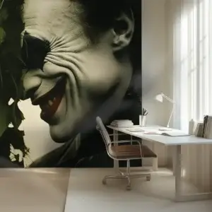 Toile tendue murale Le Joker, posée dans un intérieur