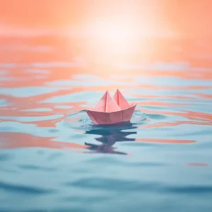 Toile tendue murale Origami de bateau, deuxième visuel