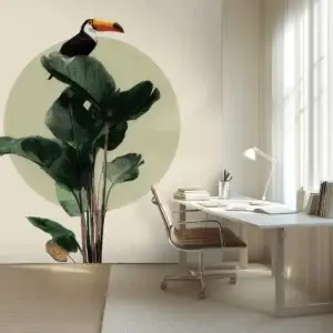 Toile tendue murale Toucan perché, posée dans un intérieur