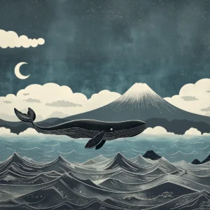 Toile tendue murale Baleine vintage, deuxième visuel