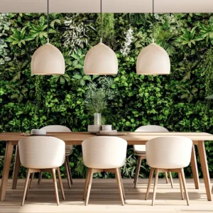 Toile tendue murale Mur végétal, posée dans un intérieur