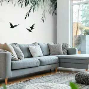 Toile tendue murale Oiseaux en vol, posée dans un intérieur