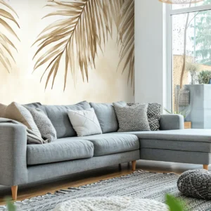 Toile tendue murale Sepia palmers, posée dans un intérieur